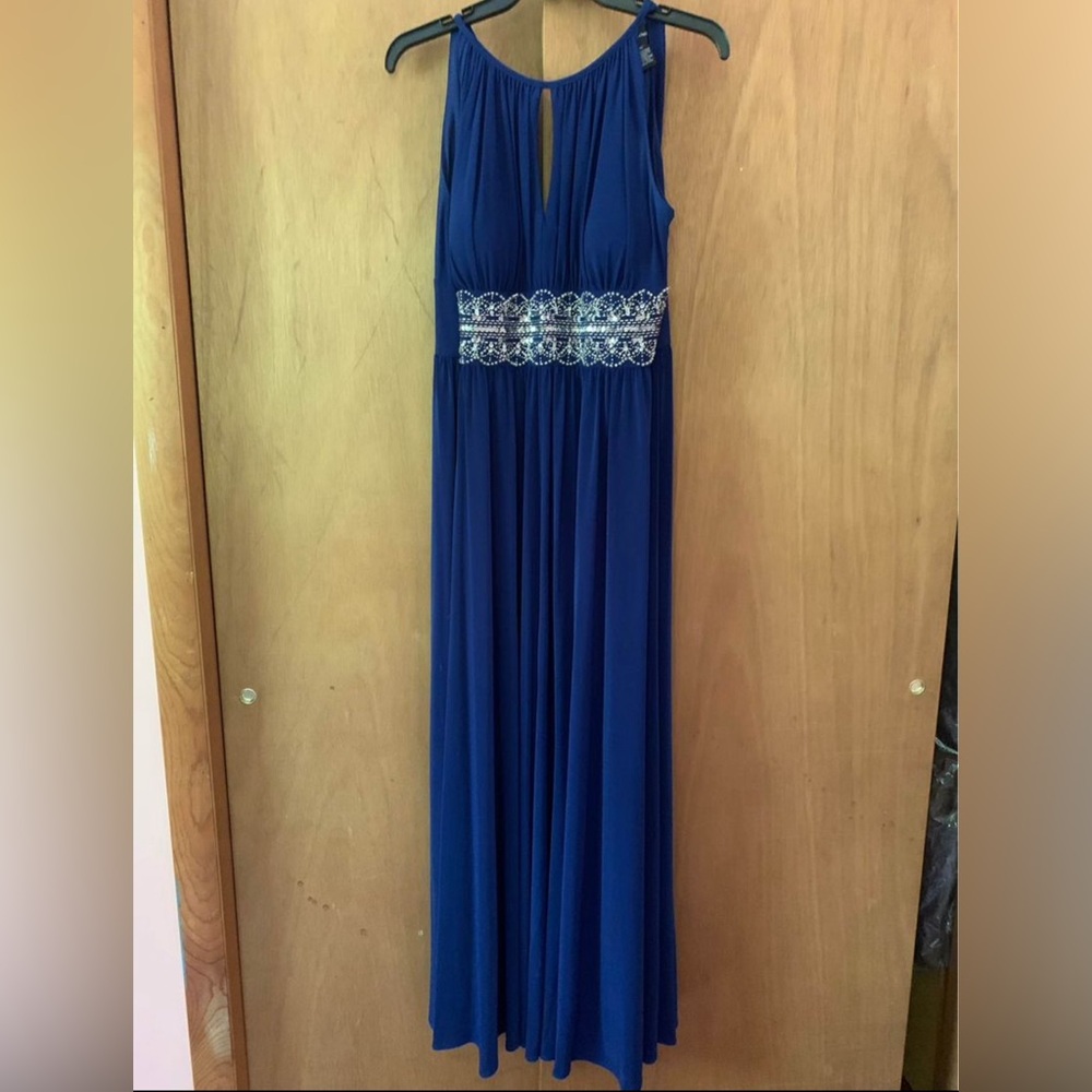 Floor length dark blue dress